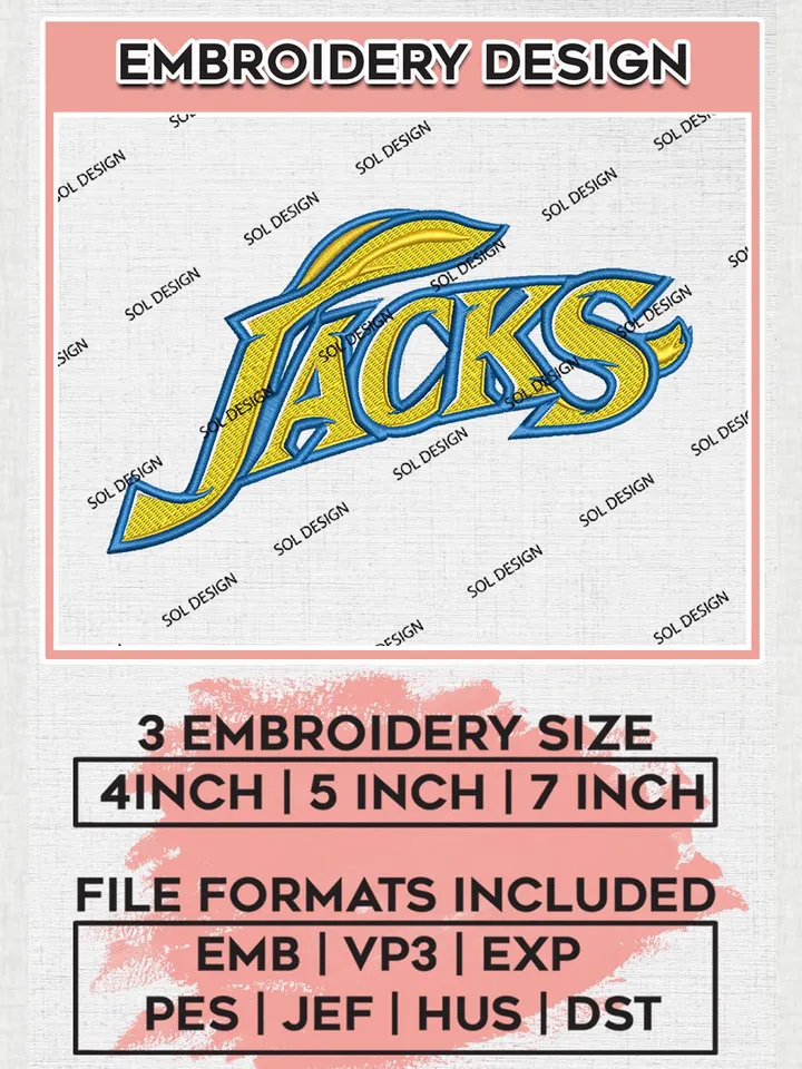 NCAA Jacks Football Team Logo Machine Embroidery Design, NCAA South Dakota State Jackrabbits Team Design Design files, NCAA Team Embroidery Designs, NCAA Machine Embroidery Designs, Digital Download