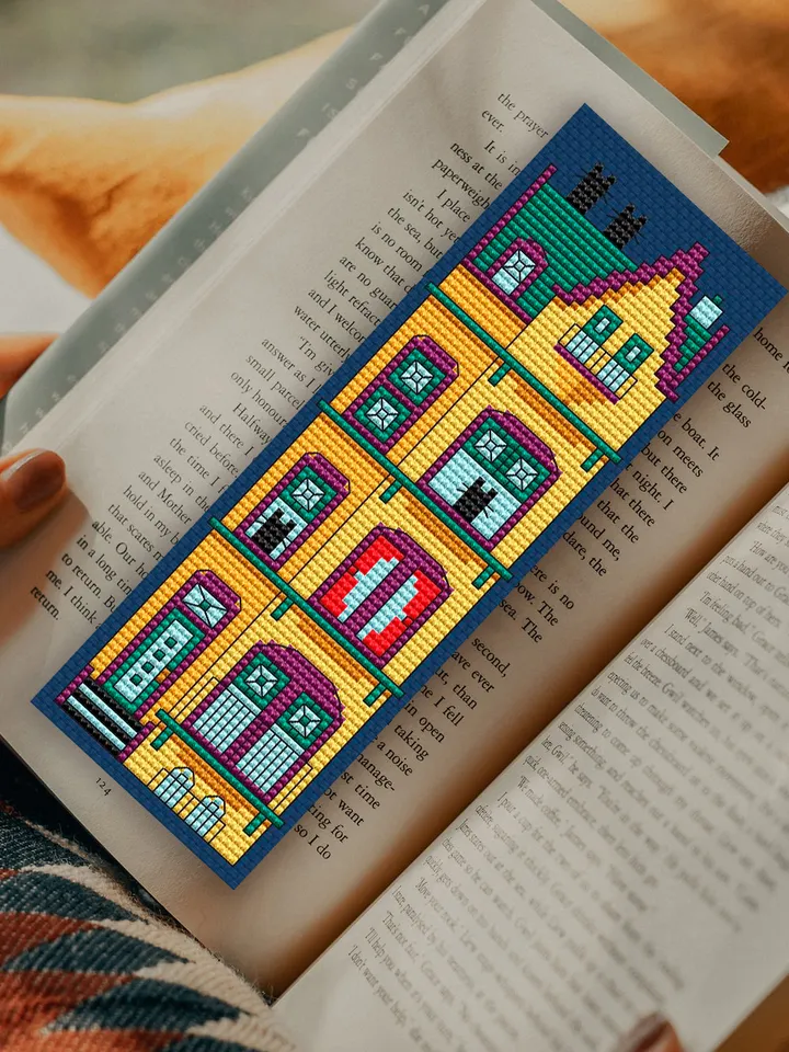 Cross stitch bookmark pattern Cat House