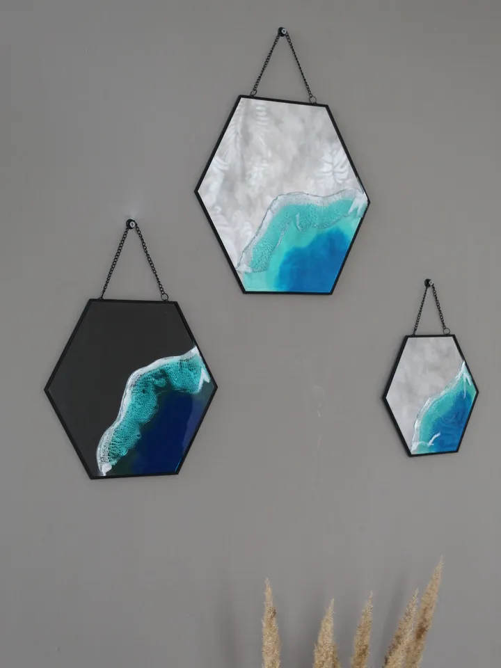 coastal grandmother decor – set of 3 decorative mirror – coastal wall art