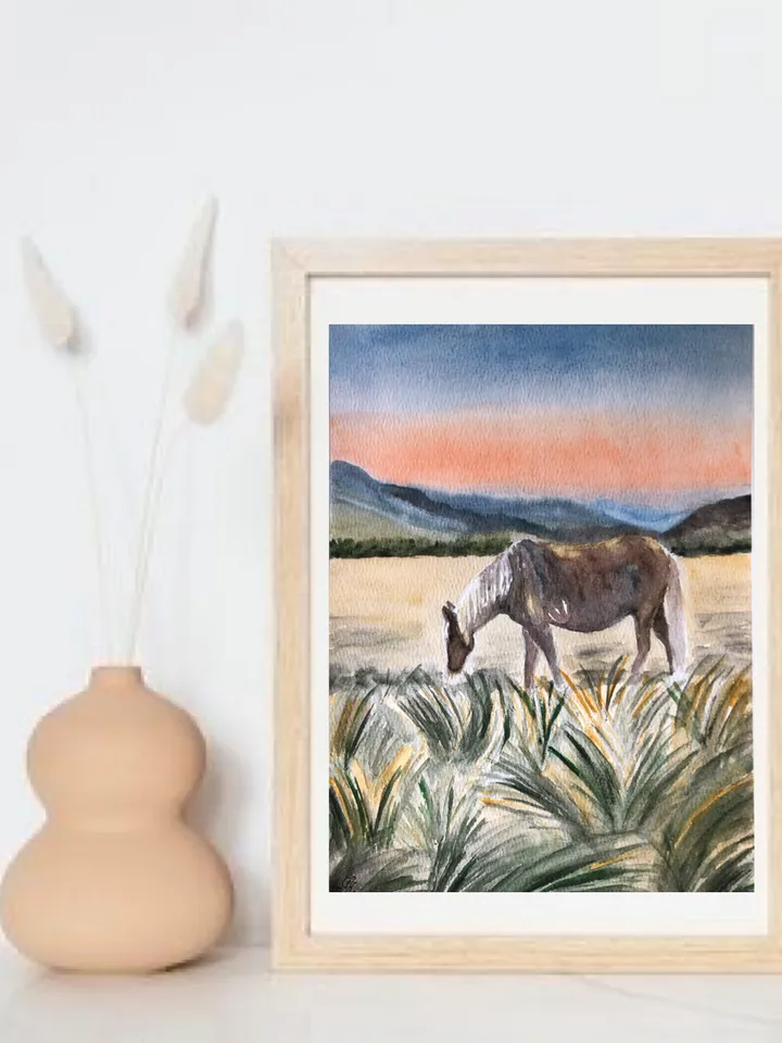 Horse animal painting living room wall art original watercolour hand painted modern painting