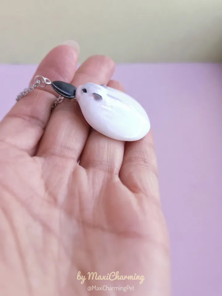 White hamster necklace