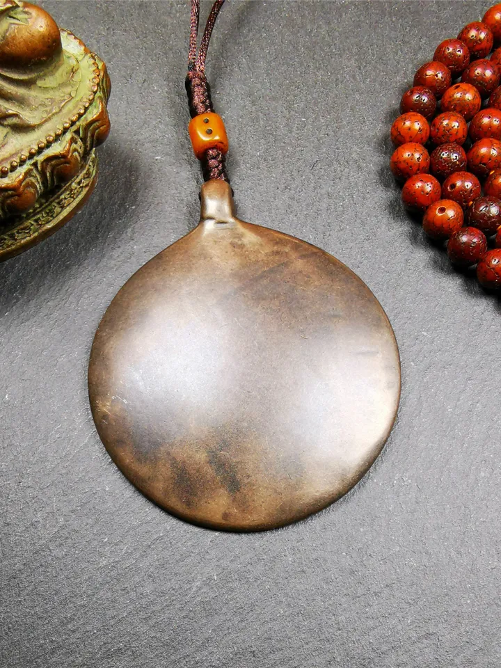 Gandhanra Antique SIPAHO(srid pa ho) Amulet, Tibetan Buddhist Astrology Calendar Badge,12 zodiac Melong Mirror, Jiugong Bagua,30 Years Old