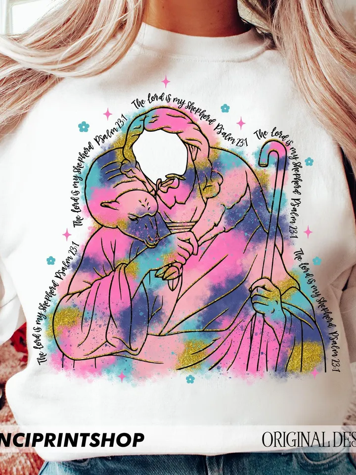 Brush Stroke Jesus Png, The Lord is my Shepherd Png, Easter Bible Verse, Easter Shirt Png, Easter Christian png, Christian Artwork, Easter