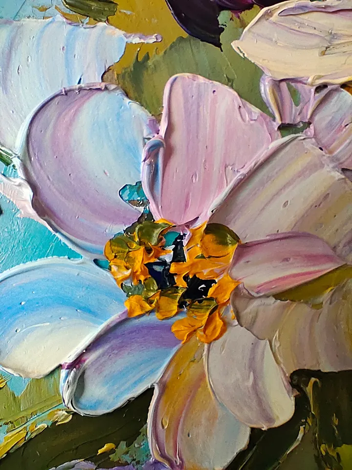Floral painting Flower Original Art 10 by 10 inches impasto artwork oil painting art by Natalia Plotnikova