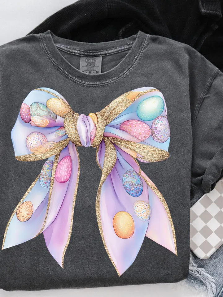 Easter Coquette Bow Png, Checkerboard pastel bow png, Easter Png, Easter Bunny Png, Easter shirt design, Spring Png, Glitter bow png