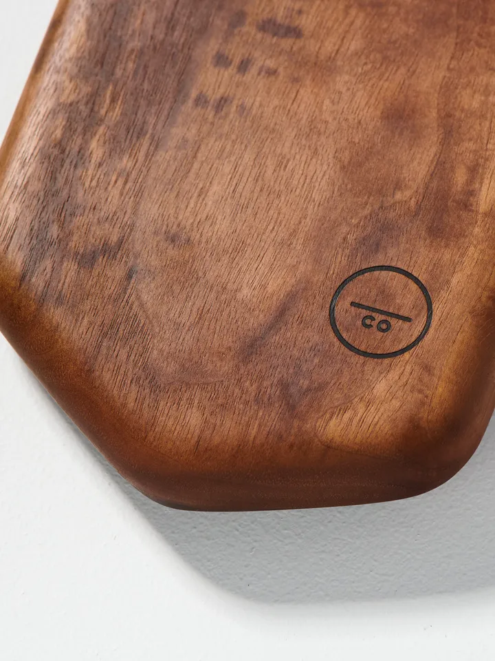 Organic Shaped Wood Serving Board with Handle - carved by hand - offered in local Pennsylvania Walnut, Sycamore, Maple - Long Serving Board
