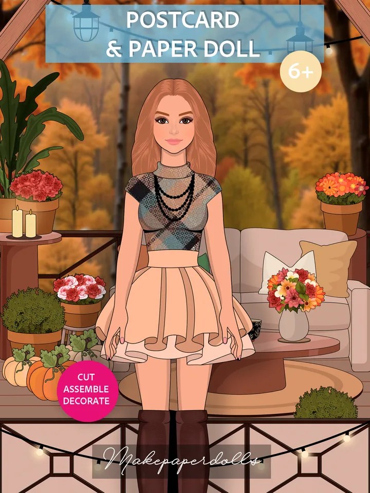 Cozy Autumn Terrace with Paper Doll