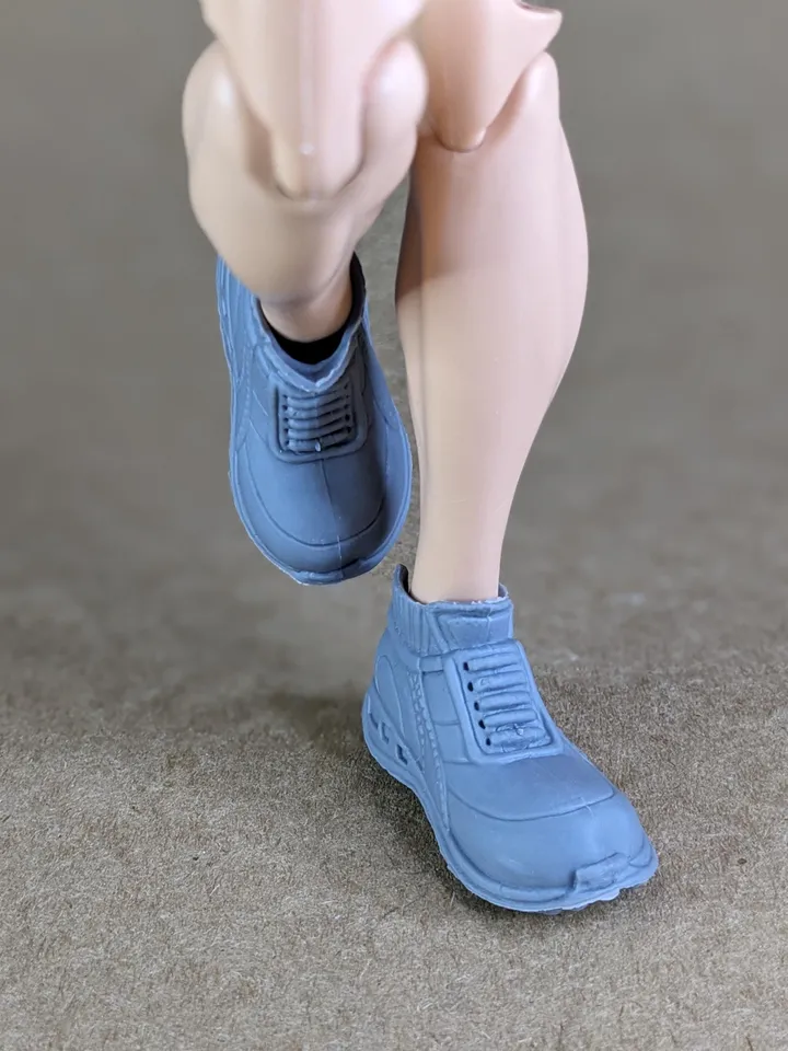 Gray lace-up boots for wide feet for 1/6 scale male dolls