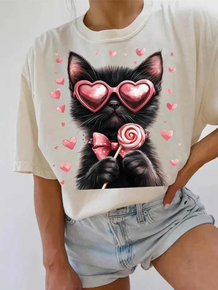 Valentine Cute Cat Png, Funny Cat With Sunglasses, Blowing Bubble PNG, Trendy Valentine Png, Cat Lover Png, Heart Love Cat Valentine Png
