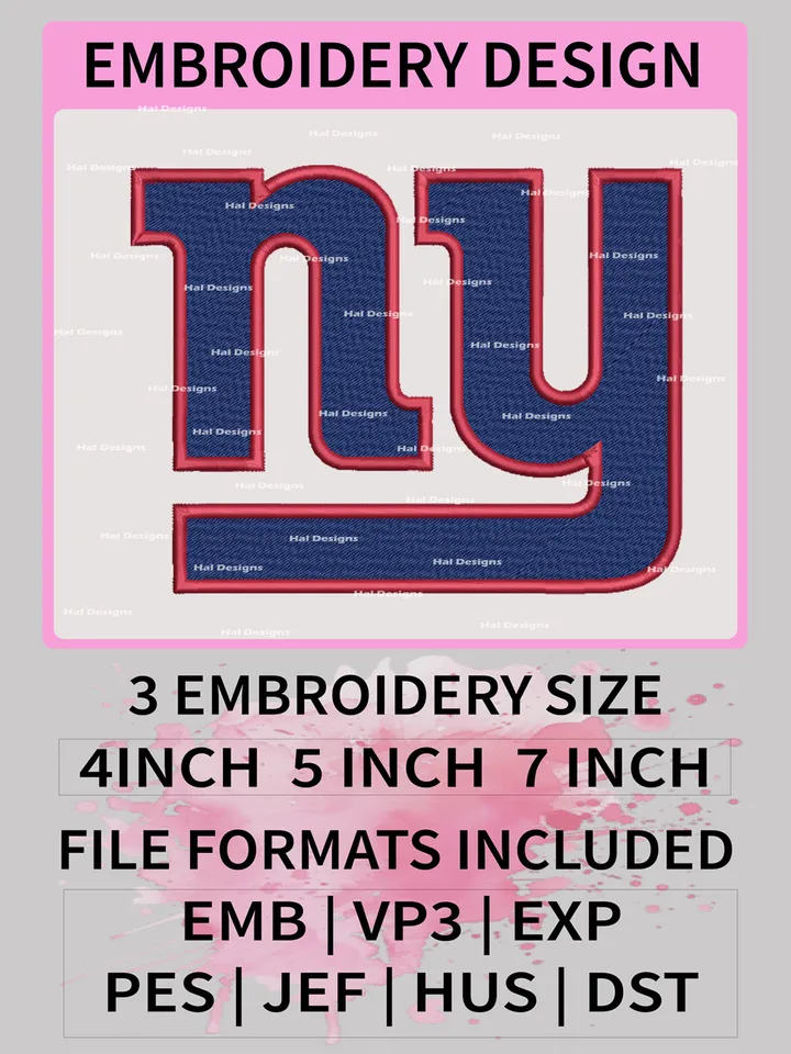 New York Giants Embroidery Files, NFL Logo Embroidery Designs, NFL New York, NFL Machine Embroidery Designs