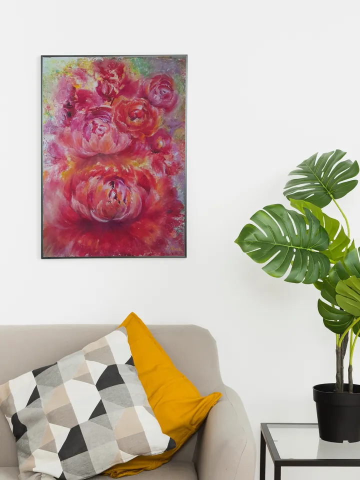Original Oil Pastel Flower Painting Floral Fresh