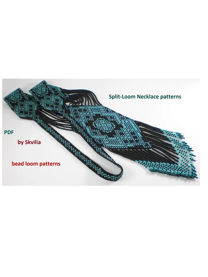 Bead loom patterns, schemes for a Split-Loom Necklace, Beading Loom Stitch, Square Stitch, Gerdan, Instant Digital Download, PDF