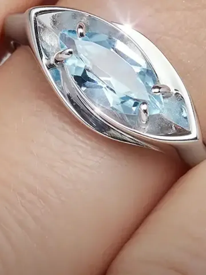 Silver 925 ring for women with sky blue topaz