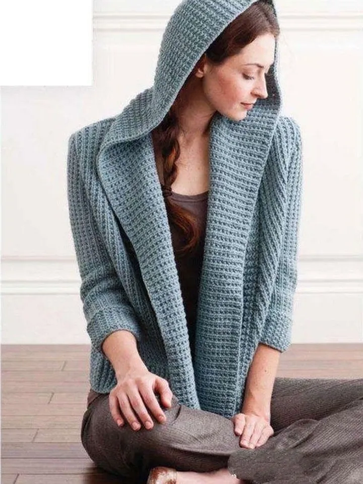 Cardigan knitting pattern , women ladies cardigan knitted cardigan with hood instant download
