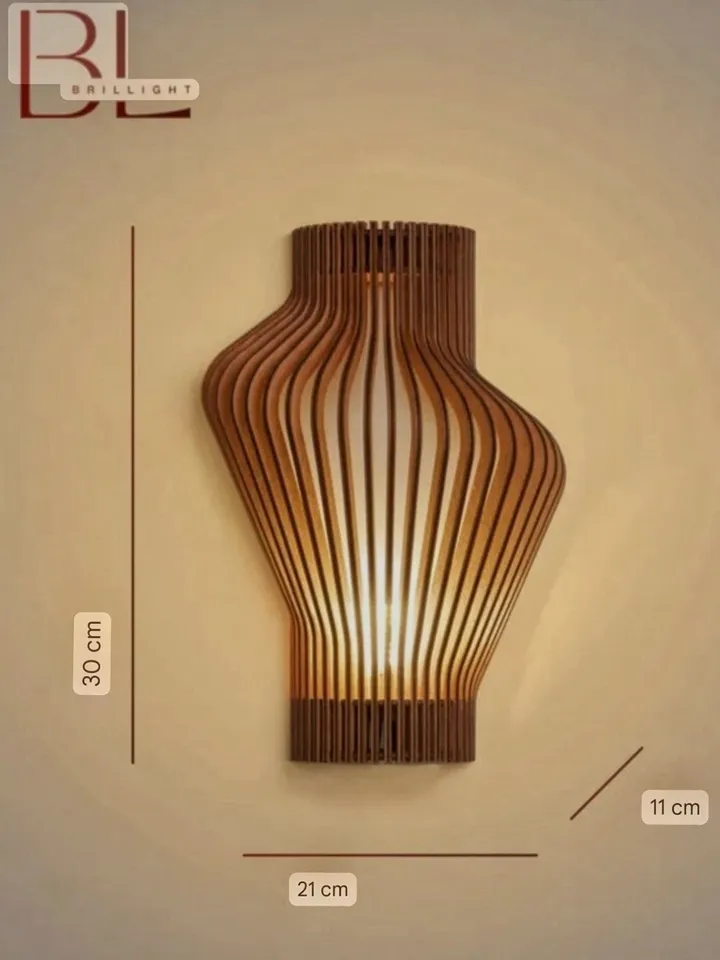 Wooden LED wall lamp made of natural, environmentally friendly wood — birch