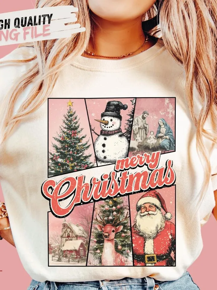 Pink Retro Christmas PNG, Merry Christmas Png, Retro Christmas png, Christmas Png, Merry X-mas Png, Trendy Christmas Tshirt, Sublimation