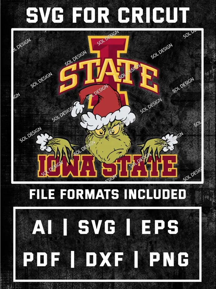 Grinch Iowa State Cyclones SVG, NCAA SVG Design, NCAA Iowa State Cyclones SVG, NCAA Cyclones Cricut, Christmas Svg, Grinch svg, Digital Download