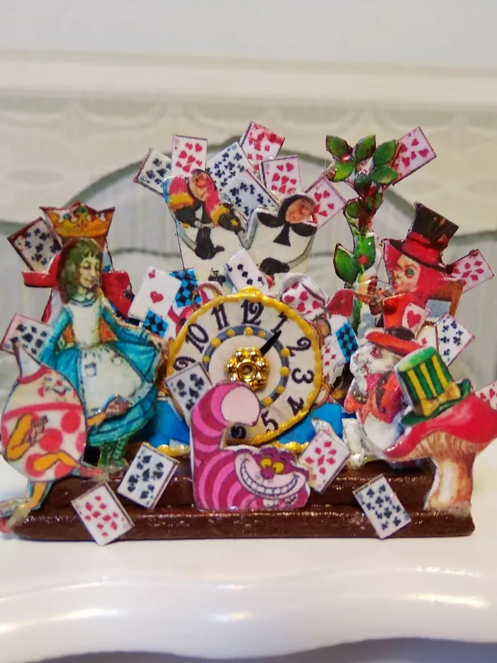 Imitation of a clock in the style of a fairy tale Alice.1:12 scale.