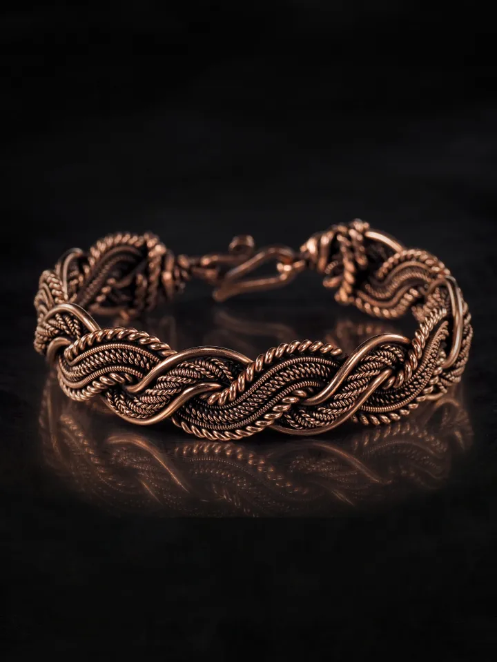 Copper wire wrapped bracelet for woman 7th Anniversary gift Small size bracelet