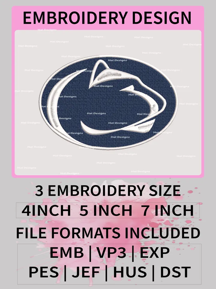 NCAA Penn State Nittany Lions Embroidery File, 3 Sizes, 6 Formats, NCAA Machine Embroidery Design, NCAA Logo, NCAA Teams