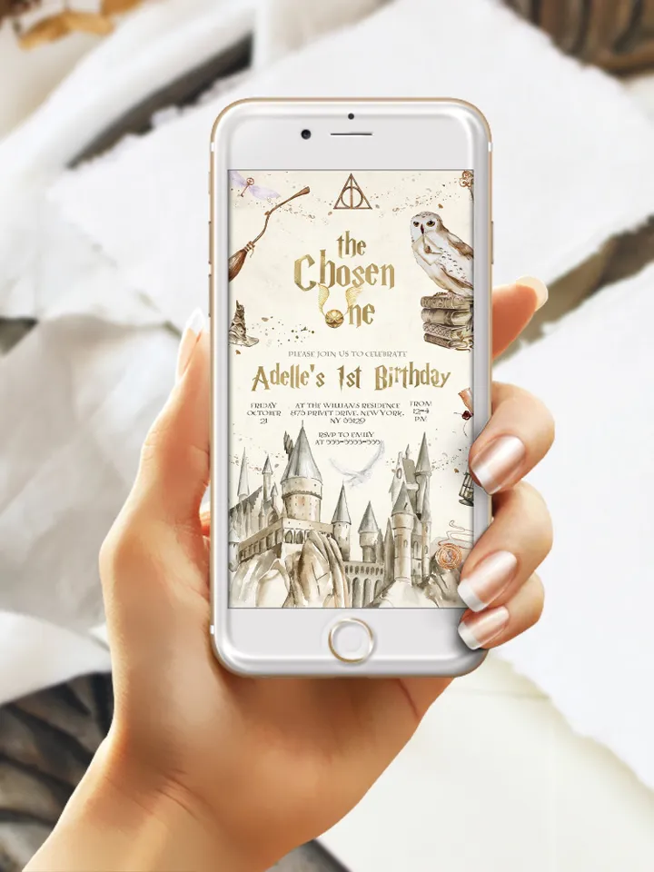 The Chosen One Invitation; Wizard Birthday Party; Magic School 1st Birthday Invitation Template; Editable Wizarding World Invitation; Wms12