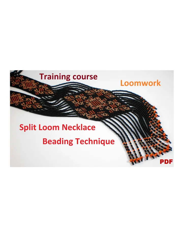 TUTORIAL Gerdan Split Loom Necklace Beaded Sautoirs Loomwork How to make weave gerdan Beading Technique Weaving PDF Instant Download