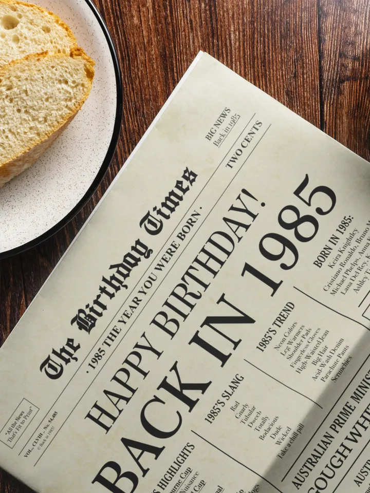 1985 AUSTRALIA, 40th birthday newspaper print Australian, 1985 birthday poster INSTANT DOWNLOAD, 40 years ago back in 1985 print for Aussie