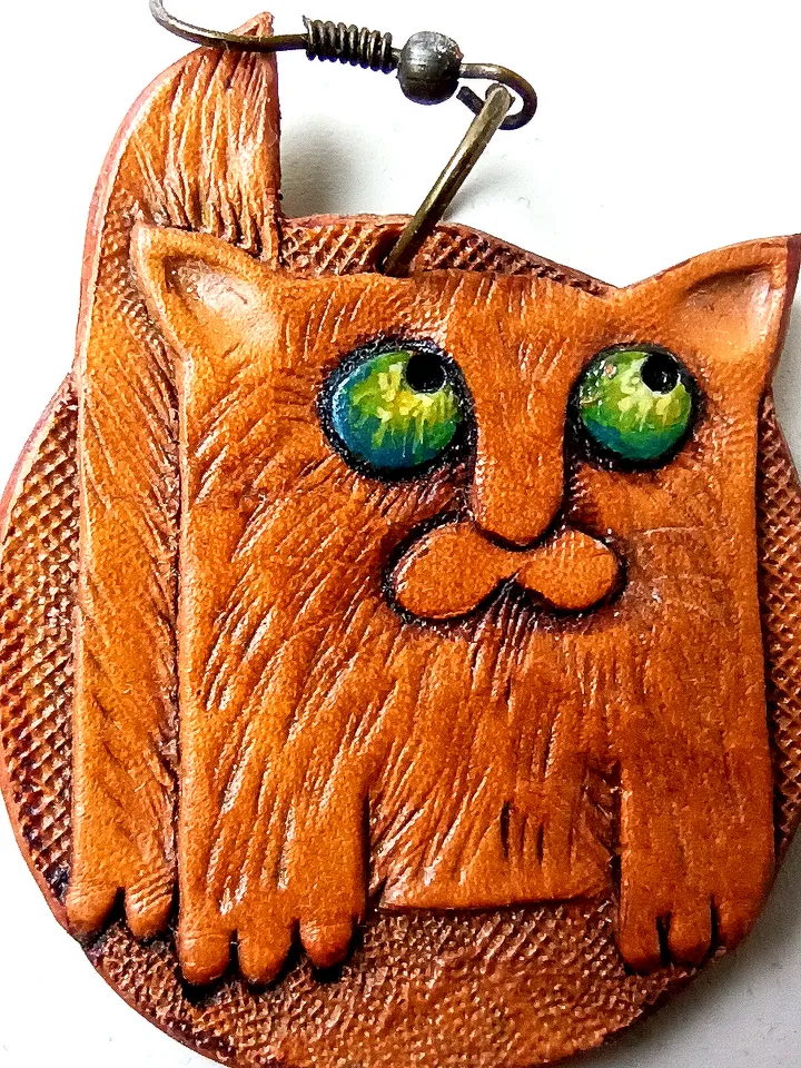 Red Cats Housekeepers Leather Earrings