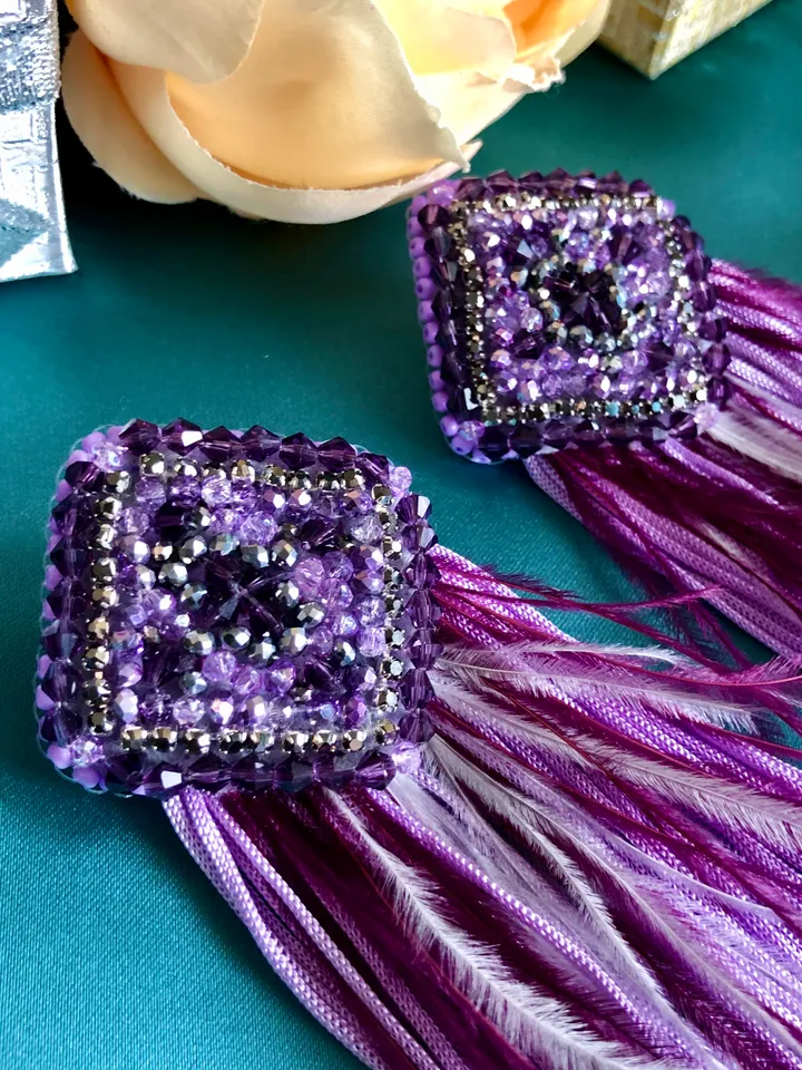 Feather and Crystal Earrings