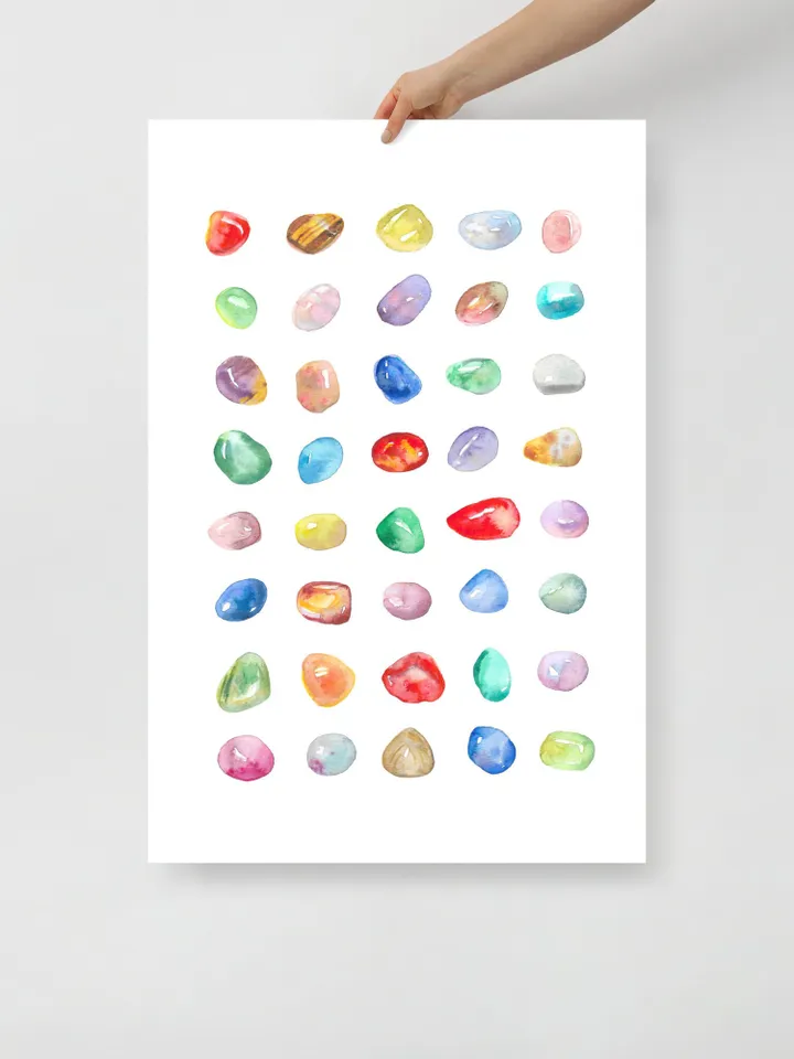 Gemstones Watercolor Art Print Mineral Poster Chakra Gifts Gems And Minerals Geology Art Print Crystal Wall Art Chakra Gift Colorful Poster