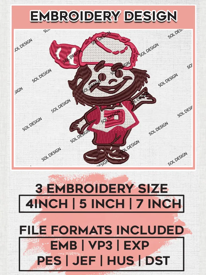 NCAA Denver Pioneers Team Mascot Logo Embroidery Design Files, NCAA Denver Pioneers Machine Embroidery, NCAA Teams, Game Day, 3 sizes, NCAA Machine embroidery designs, Digital Download