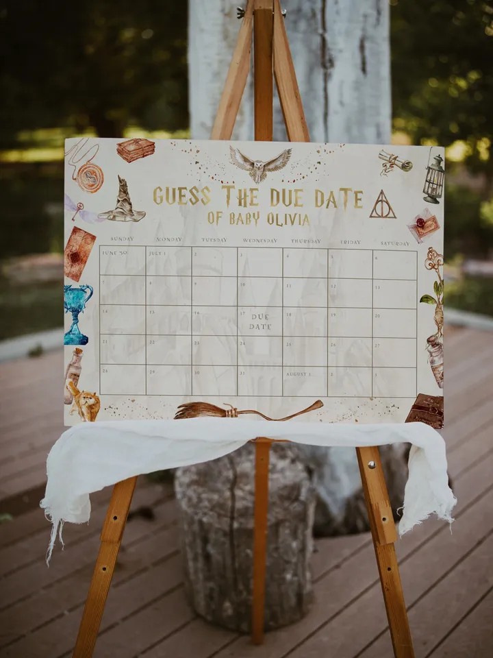 Wizarding World Due Date Calendar Game Baby's Birth Date Game; Magic School Baby Shower; Guess the Due Date Calendar printable; wh1