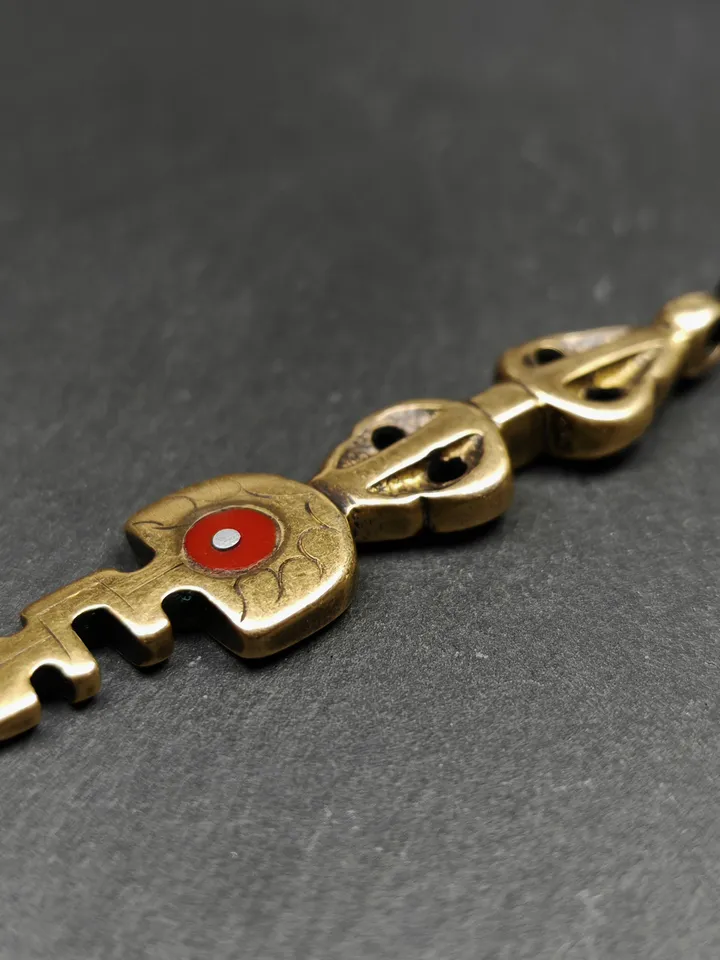 Antique Tibetan Amulet,The Key of Heart Pendant, Gandhanra Handmade Himalayan Style Pendant,Lucky Charm,Made of Lima Brass