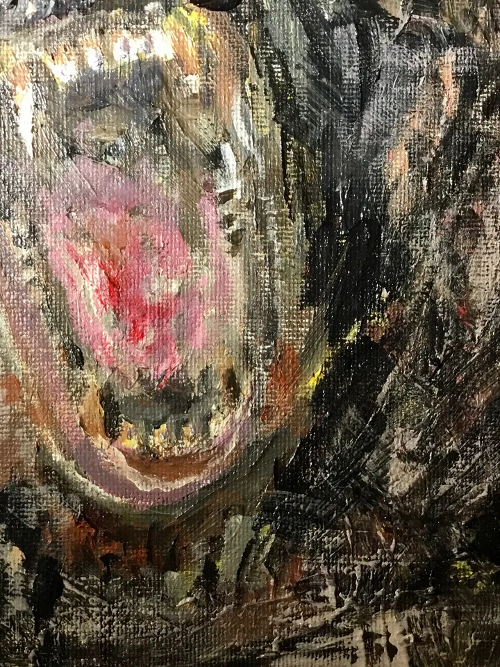 Angry bear,original acrylic and oil painting on canvas board,roaring bear painting,animals painting.