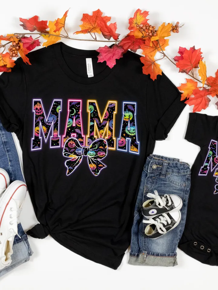 Mama Mini Png, Coquette Halloween Neon Png, Spooky Mama Png, Floral Ghost Png, Spooky Season Png, Halloween Mama Png, Girly Coquette Bow Png