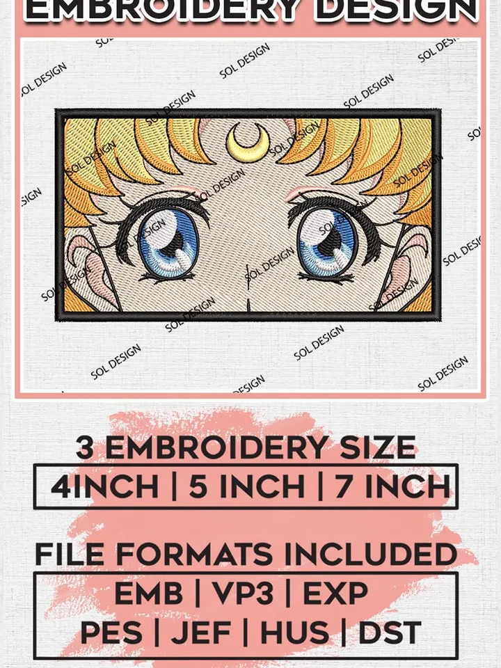 Tsukino Usagi Embroidery Designs, Tsukino Embroidery Files, Sailor Moon Machine Embroidery Pattern, Digital Download EMB_ANIME_114