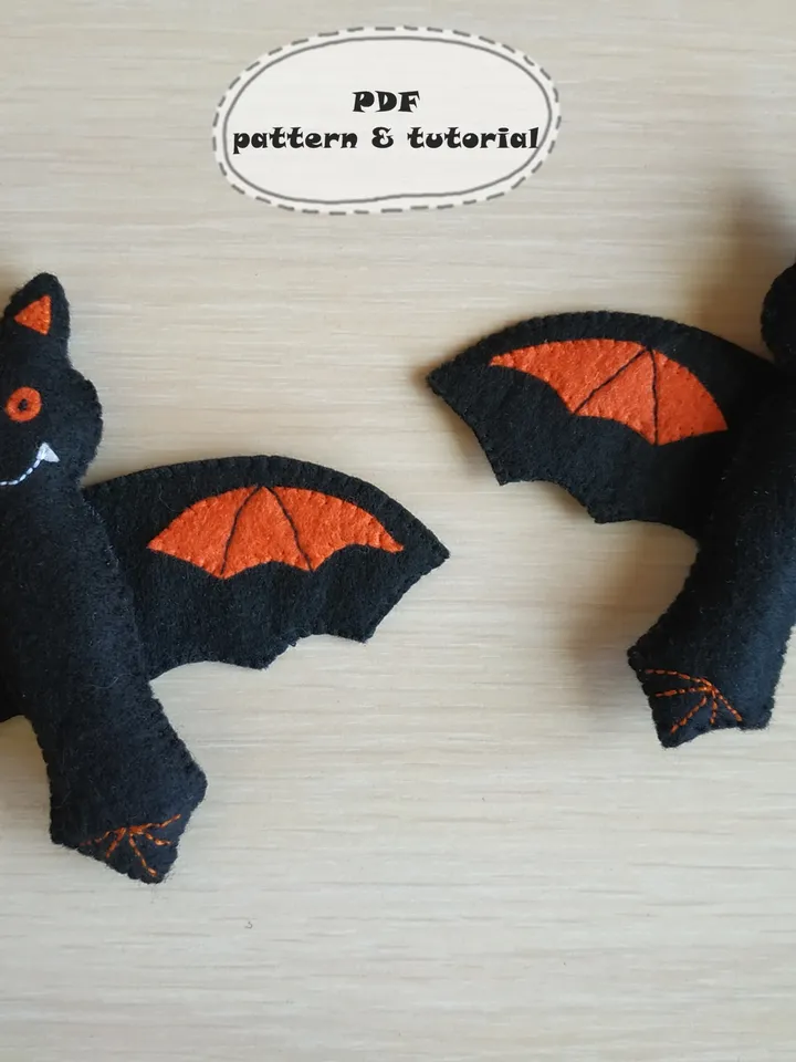 Halloween bat pattern, Halloween pattern, felt pattern, bat sewing pattern, bat ornament, felt bat pattern, Halloween décor, Halloween gift, Halloween plush bat, plush bat toy
