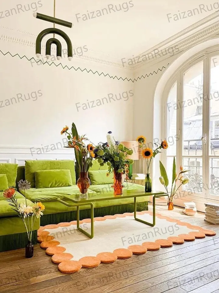 New Rust and white Hand Tufted Solid Rug 100% Wool For Living Room, Bed Room, Rids Room In Any Size 3x9,4x12,10x14,10x12,9x12,8x10