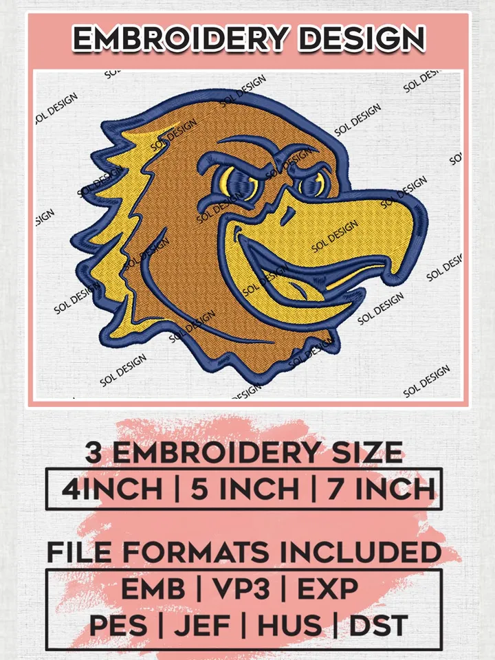 NCAA Marquette Golden Eagles Head Mascot Logo Machine Embroidery Design, NCAA Marquette Golden Eagles Embroidery Design Design files, NCAA Team Embroidery Designs, NCAA Machine Embroidery Designs, Digital Download