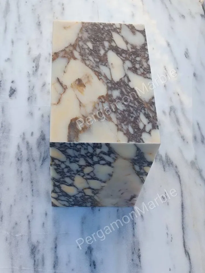 Calacatta Viola Marble End Table Side Table Special design shelf system Nightstand