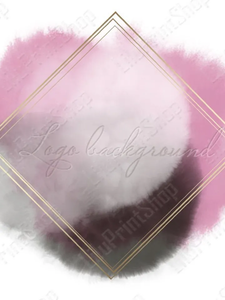 Pink Logo Background Png Watercolor Pink & black logo overlay Watercolor splash and Gold square frame clipart Instant download