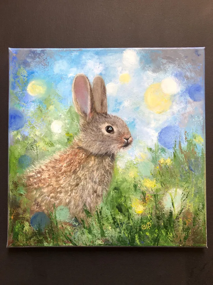 Rabbit Oil Painting Original Animal Painting Bunny Painting Hare Wall Art