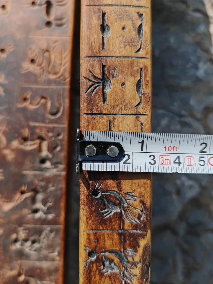 Gandhanra Antique Tibetan Buddhist Zanpar Wooden Mold Stick,Dharma Ritual Plate,Intricately Carved Esoteric Ritual Objects and protectors