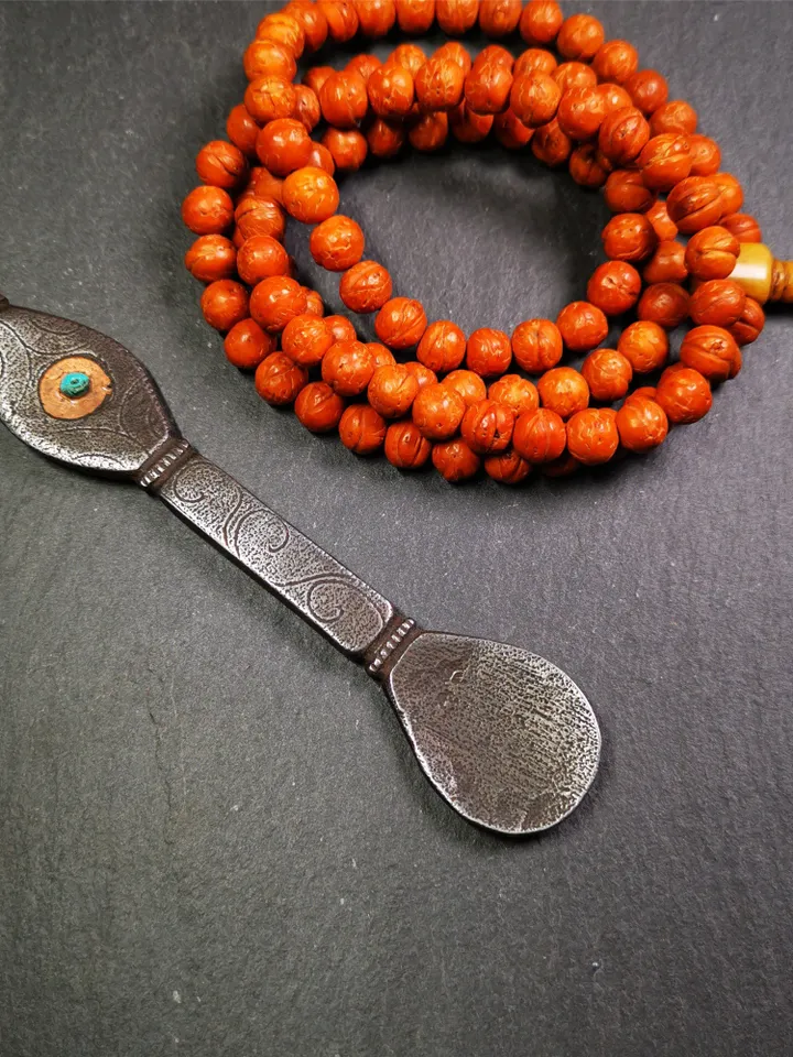 Gandhanra Handmad Tibetan Buddhist Tsog Offering Spoon,Serving Ritual Implement for Worship Ceremony,7.5" Length