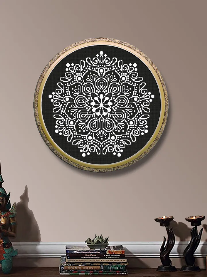 Mandala cross stitch pattern download PDF Modern cross stitch chart Simple mandala digital Monochrome cross stitch floral sampler #M155