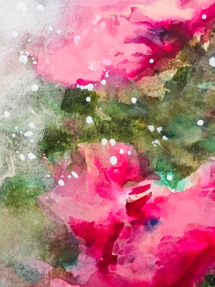 Big ben ,London painting ,original watercolour painting ,pink flowers painting,foggy landscape painting,wall art ,handmade home decoration