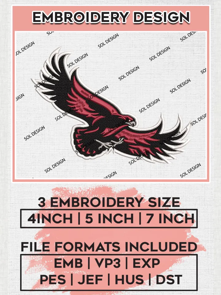 Saint Josephs Hawks NCAA Team Mascot Logo Embroidery Design Files, NCAA Saint Josephs Hawks Machine Embroidery, NCAA Teams, 3 sizes, NCAA Machine embroidery designs, Digital Download