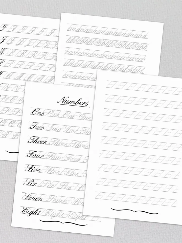 Calligraphy Worksheets, modern calligraphy, handlettering practice