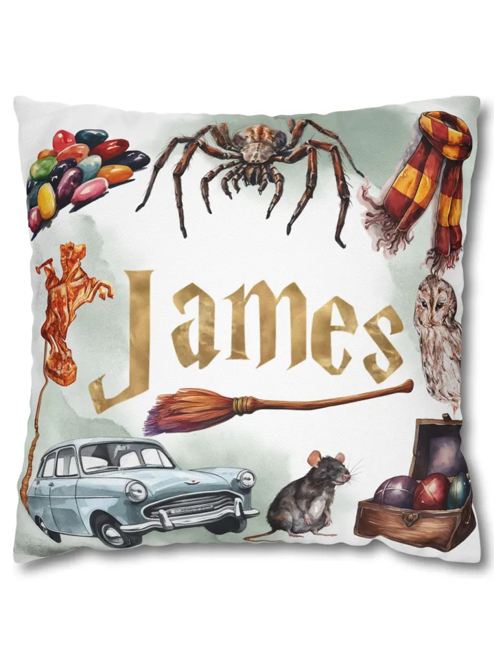 Magic School Square Pillowcase, Wizard Pillow Cover, Magic Bedroom Decor, Witchcraft Throw Pillow, Fantasy Home Accent