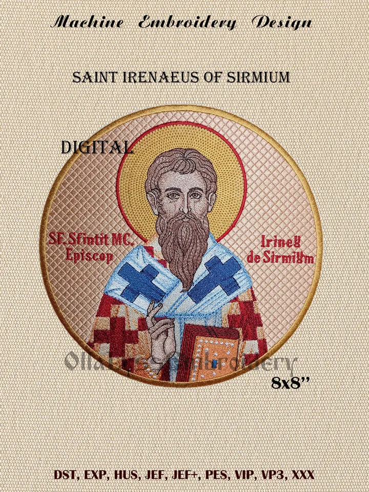 Saint Irenaeus embroidery design